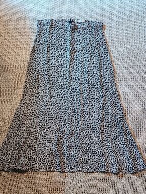 Reformation Black and White Floral A-Line Maxi Skirt